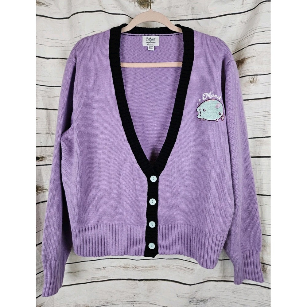 Pusheen The Cat x Unique Vintage Mood Purple Sweater Cardigan 2X/3X Womens